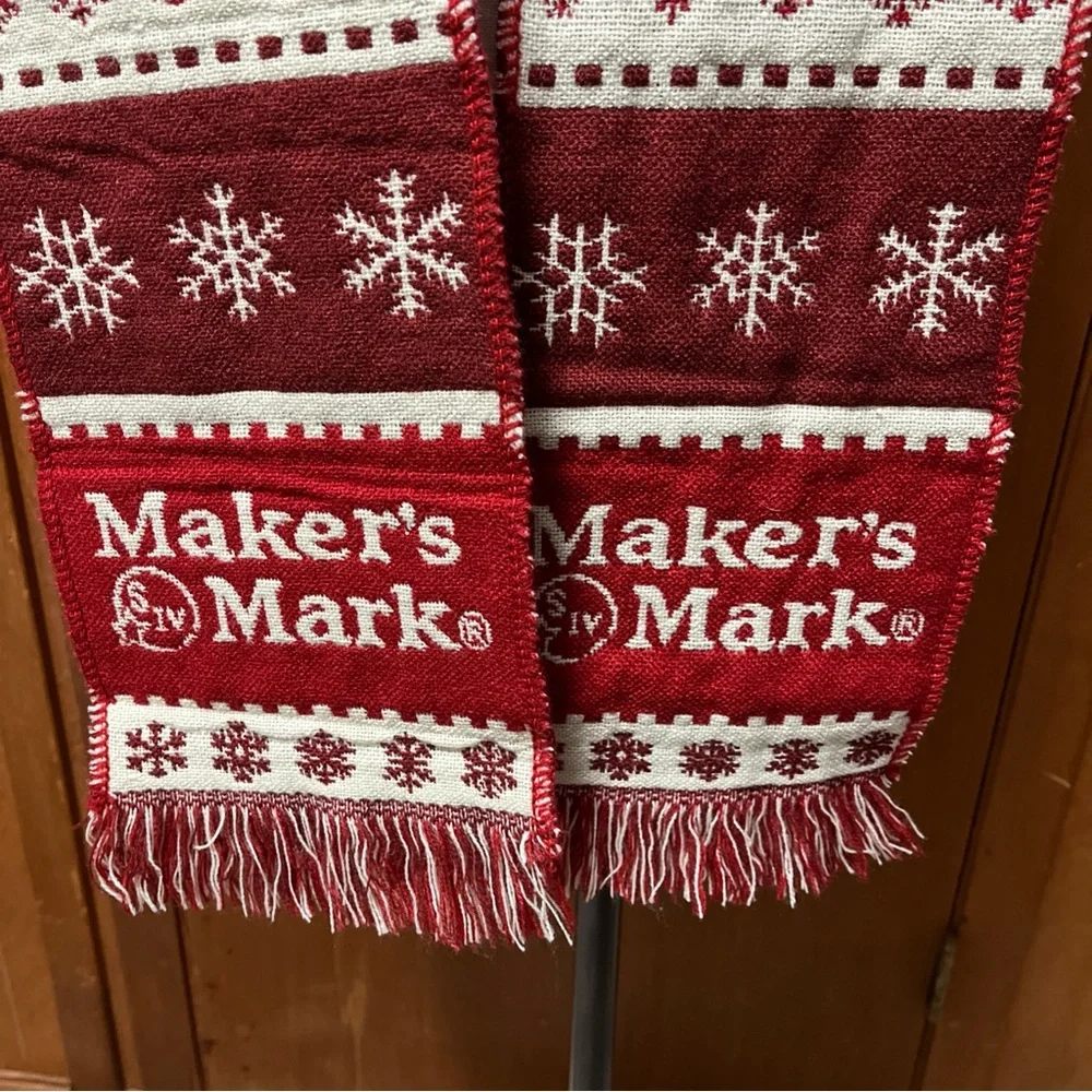 Makers Mark wool Red Holiday Scarf 68”x7”